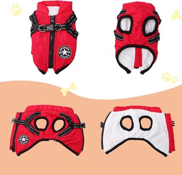 Теплий та водонепроникний зимовий одяг для собак, куртка з нашийником, відбиваючий, червоний, 5XL