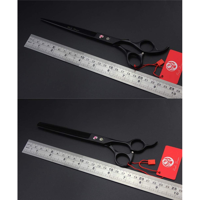 Професійна фенувальна ножиця для тварин Purple Dragon, 20.3 см (1 пряма, 1 розріджувальна, 2 вигнуті)