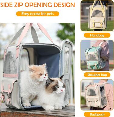 Рюкзак для тварин ALLSOPETS з сітчастим вікном: зручний та дихаючий для котів та собак, ідеальний для подорожей, прогулянок та хандерінгу. Рожевий колір.