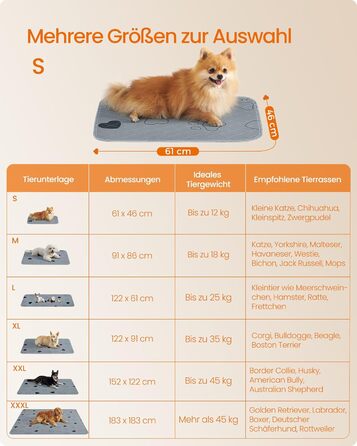 Підстилка для собак Feandrea, 2 шт., XXXL, 183 x 183 см, сіра, витривала, не слизька, супер вбираюча, для собак