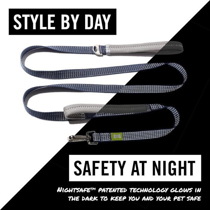 Повідок для собак BUILT Pet Nightsafe, розмір S, морський синій та жовтий, світловідбивний
