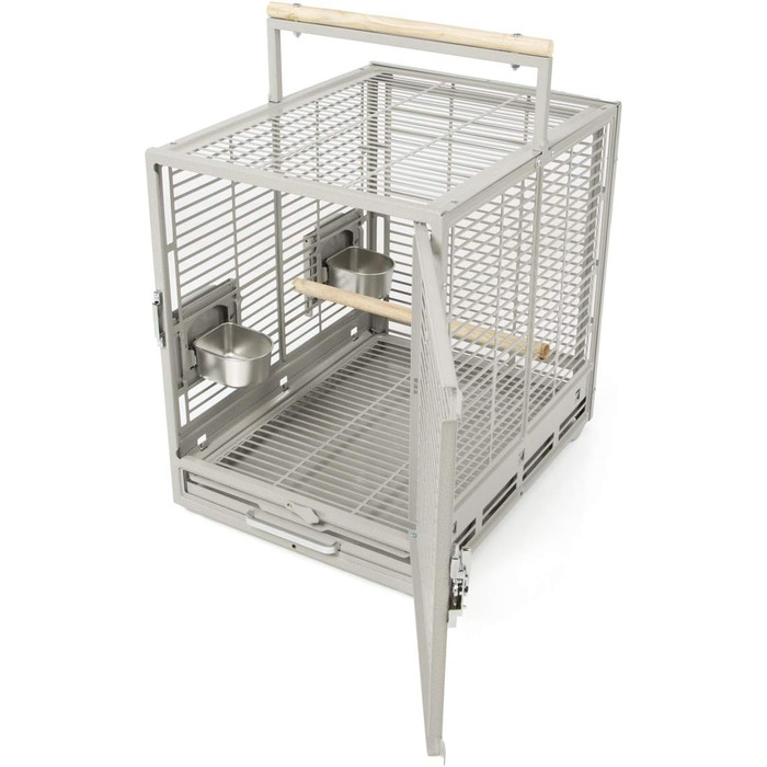 Транспортна клітка Montana Cages EVO для папуг і хвилястих папужок, платиновий колір, переноска для птахів