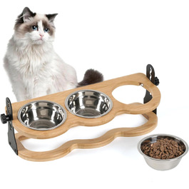 Набір мисок для котів та цуценят 3 шт. з регульованою висотою - Ергономічна годівниця з нержавіючої сталі