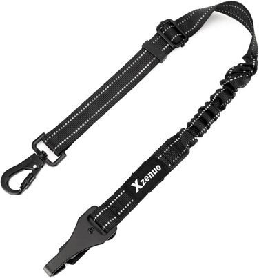 Авторемень для собак у машину, ремінь безпеки для собак, регульований авторемень з амортизатором та металевим карабіном (Чорний, 60см)