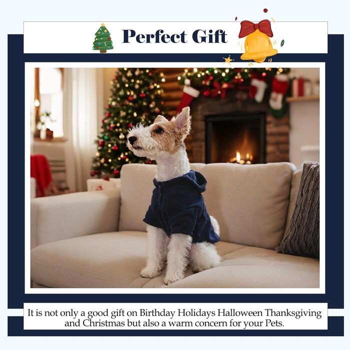 Теплий флісовий худі з капюшоном для великих собак Nanaki з отвором для повідка, блакитний, для хлопчиків та дівчаток, м'який, еластичний, для Бігль, розмір L (Обхват грудей: 58 см)