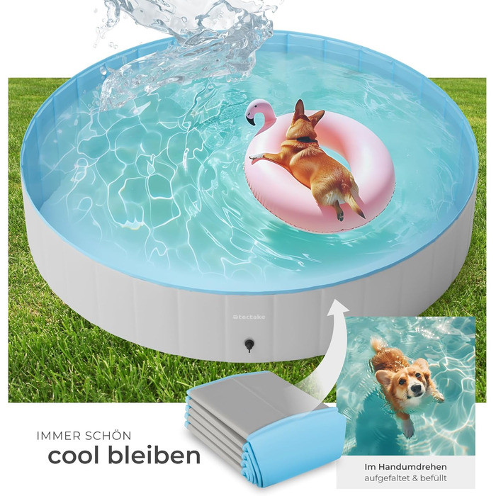 Басейн Tectake® для собак та дітей, 120 см⌀: ідеальний для ігор з водою та м'ячиків