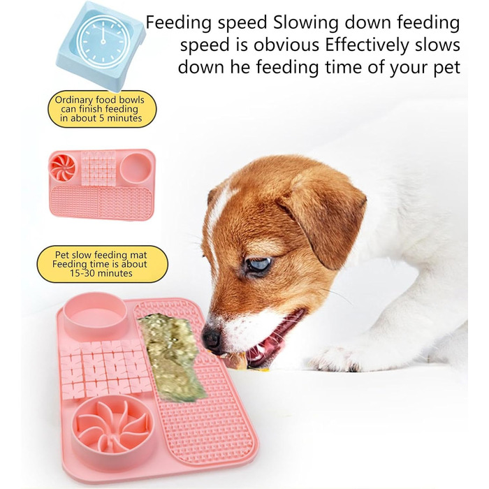 Повільний годівник для собак, лижуча килимок-пазл, годівниця для собак з присосками, килимок для лизання котів, рожевий колір A