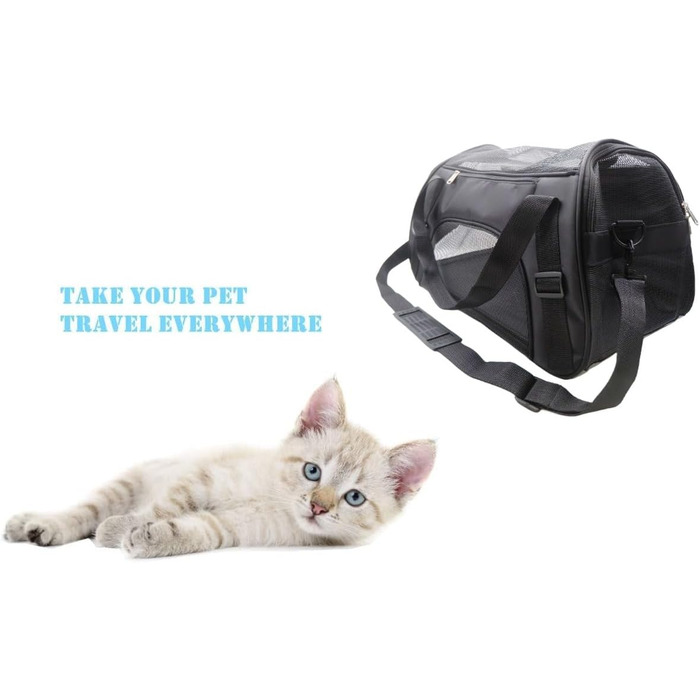 Переноска для котів та собак, м'яка, портативна, складана, схвалена авіаперевізниками (Mittel, чорний)