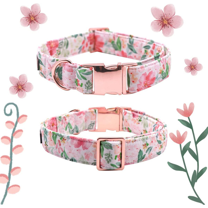 Нашийник для собак Lionet Paws з метеликом, регульований, знімний, для цуценят, маленьких, середніх та великих собак та котів, подарунок, 40-60 см, рожевий, квітка
