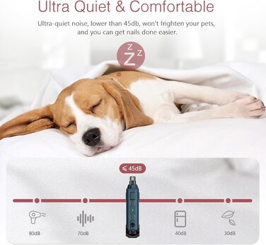 Електричний точилка для кігтів собак LOFICOPER з 6 швидкостями, 2 LED-лампочками, 3 портами - для малих, середніх та великих собак