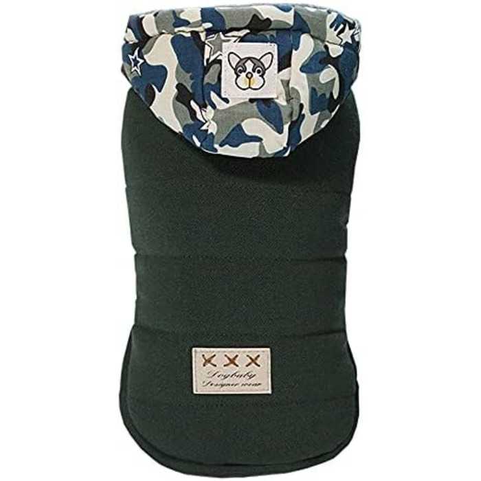 Теплий зимовий одяг для собак: куртка-худі для маленьких та середніх собак, камуфляжний колір, розмір S (обхват грудей 32 см)