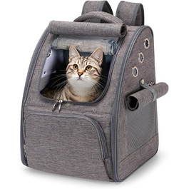ALLSOPETS Рюкзак-переноска для собак і котів, складаний, дихаючий, з сонцезахистом, графітово-сірий, для подорожей, кемпінгу, прогулянок