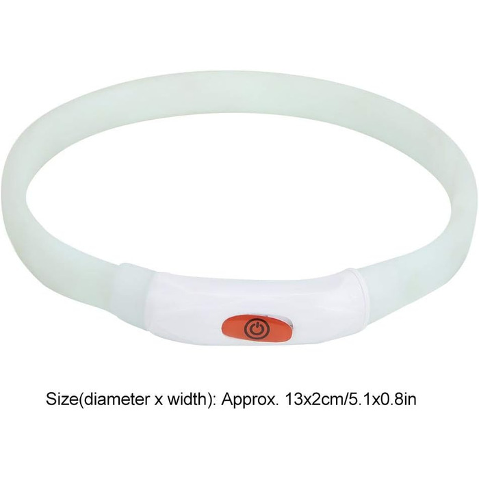 LED нашийник для собак Cikonielf USB, перезаряджається, світлодіодний, регульований, безпечний для котів та маленьких собак (білий)