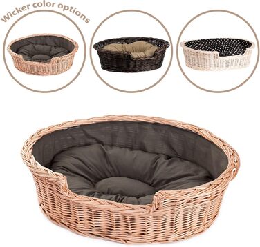 Плетений кошик для собак і котів з подушкою e-wicker24, натуральна лоза
