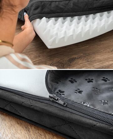 Ортопедичне ліжко для собак Lionto, 112x81x8 см, міцне, з м'яким плюшем, знімний та пральний чохол, водовідштовхувальне, для собак та котів, з нанесенням імені