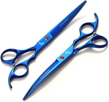 Набір для грумінгу домашніх тварин: професійні ножиці для собак та котів, ножиці для фінальної обробки, вигнуті ножиці, гребінець для грумінгу, блакитні
