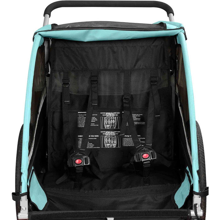 SAMAX Fahrradanhänger Jogger 2in1: Дитячий велопричіп-коляска 2в1, 360° обертання, для 2 дітей - Black Edition Turquoise