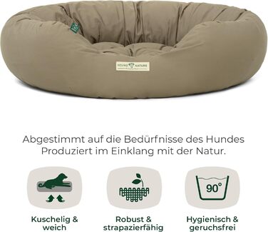 Еко-лежак для собак HOUND & NATURE St. Moritz, круглий, м'який, праний, донат, для великих порід, 95x90 см, тауп
