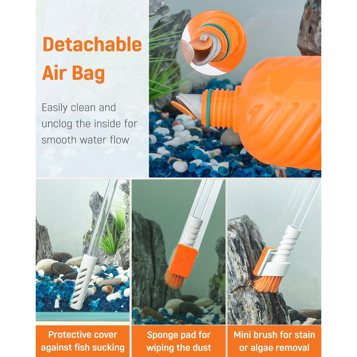 Набір для чищення акваріума Pawfly: сифон, пилосос, шланг 1,8 м, інструмент для очищення ґрунту