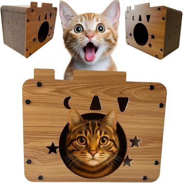 Дім-кіготник для котів Stars Klein - екологічні меблі з картону, легкі, стабільні, компактні. Ідеально для маленьких квартир та котів будь-якого віку