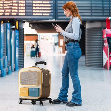 Рюкзак для тварин Galatée з колесами, зручний рюкзак для котів з знімними колесами, ролер-переноска для тварин, рюкзак для собак, ідеальний для подорожей/походів/відпочинку на природі (Блакитний)