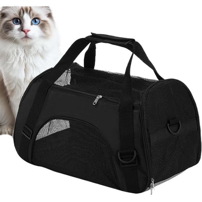 Транспортна сумка для тварин, переноска для кошенят, чорна, водонепроникна, легка, дихаюча, для подорожей, кемпінгу, прогулянок