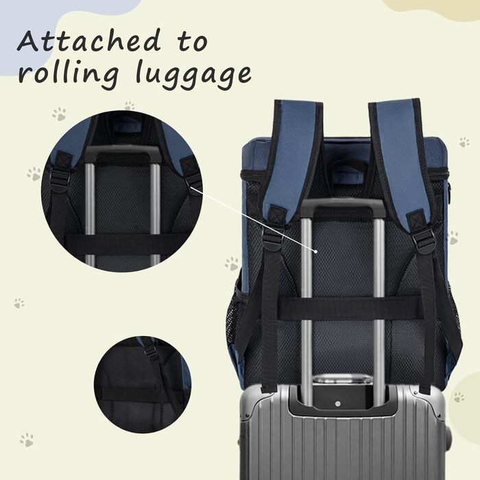ANILD Рюкзак-переноска для собак, рюкзак для подорожей з собакою, TSA-сертифікований, з 2 мисками та органайзером, для походів та кемпінгу (Темно-синій)