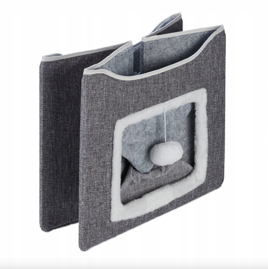 Будиночок-будка для кота з лежаком та іграшкою, сірий, 32 x 40 x 40 см