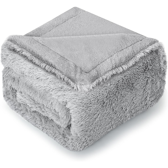 Водонепроникний плед для собак, плюшевий та м'який, великий розмір - 152x127 см, довгий плюш, миючий, двосторонній, з матеріалу Sherpa Fleece, захисний плед для собачого ліжка, сірий (M(102x72 см))