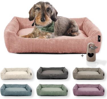 Крісло-лежанка для собак породистых собак, малого та середнього розміру, з подушкою Cord, 70x50 см, з пакетиками для прогулянок (Пудрово-рожевий, широка тканина Cord)