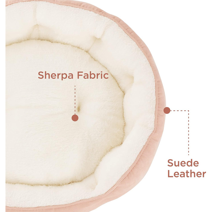 Кругле ліжко для собак Bedsure, рожеве, 63x53x20 см, для котів та собак, з антиковзною основою