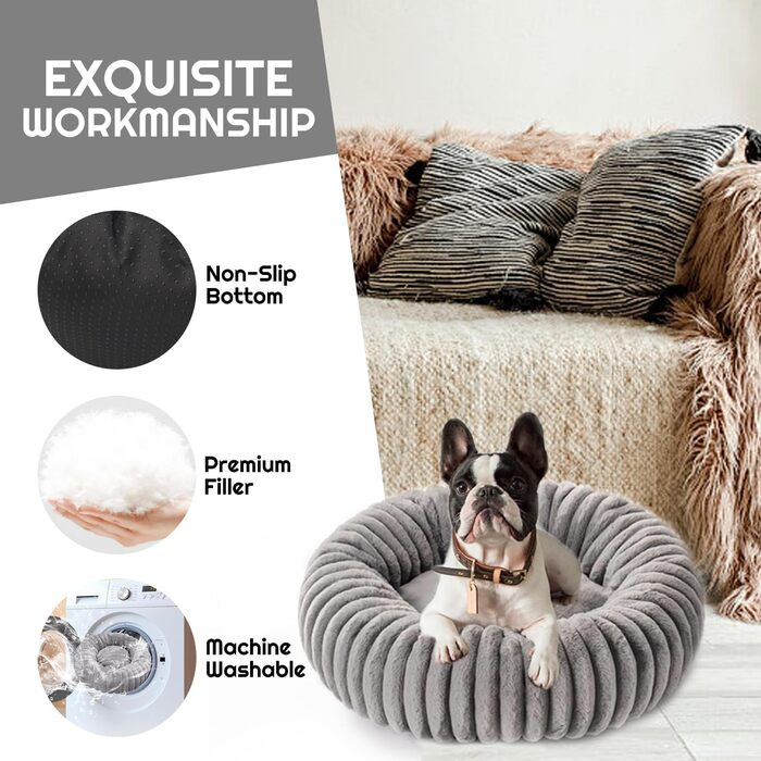 Крісло-лежанка для собак YAGE, 60 см, плюш, антистрес, ортопедичний килимок, підходить для котів, сірий колір, L-70 см