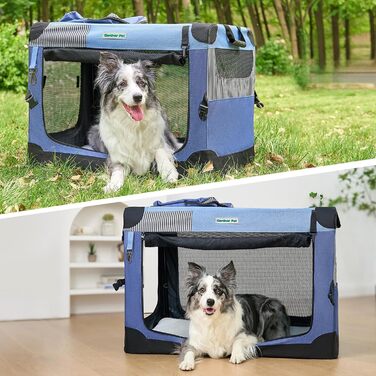 Складана переноска для собак Gardner Pet Hundebox, 66x48x48 см, з ручками та ковдрою для котів та собак до 15 кг, блакитна
