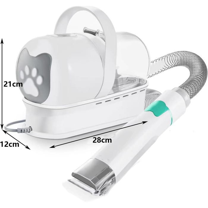 Пилголом для собак та котів з щіткою, потужний, тихий, з 7 насадками, об'єм 1л, 28*12*21 см