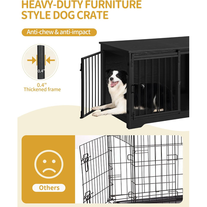 Клітка для собак Hzuaneri, 100 см, з розсувними дверима, для дому, чорна, DFC02304B