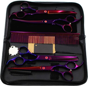 Набір професійних ножиць для грумінгу собак 6CR Edelstahl, набір для догляду за тваринами, ножиці для собак та котів (фіолетовий)