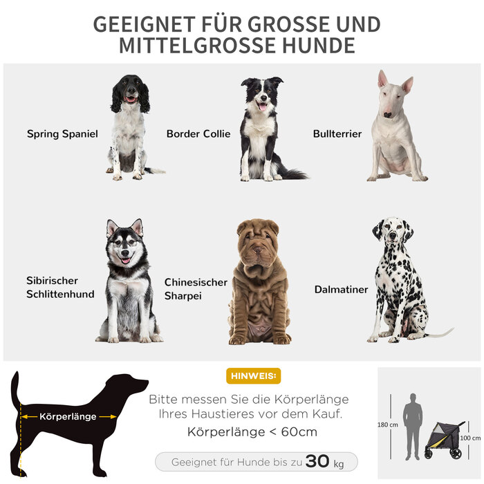 Коляска для собак PawHut Dog Buggy складна з подушкою та страхувальними шнурами, баггі для кішки з сітчастим віконцем та бічною кишенею з тканини Oxford темно-сірого кольору