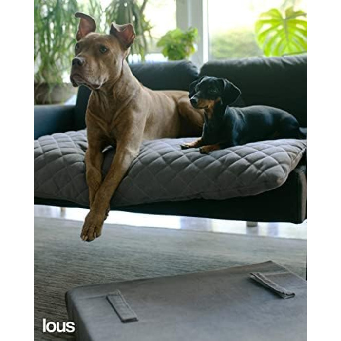 Велике собаче ліжко XXL 120см сірого кольору з знімним топером, стабільне та зручне. Собачий килимок для подорожей, можна прати при 90°C, для великих та середніх собак (XXL 120x80x12см, Антрацитовий сірий)