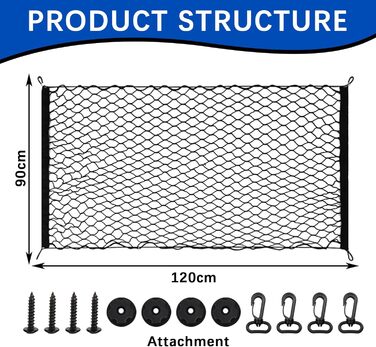 Сітка захисту для автомобіля, 120x90 см: бар'єр для собак, захист заднього сидіння, двошарова