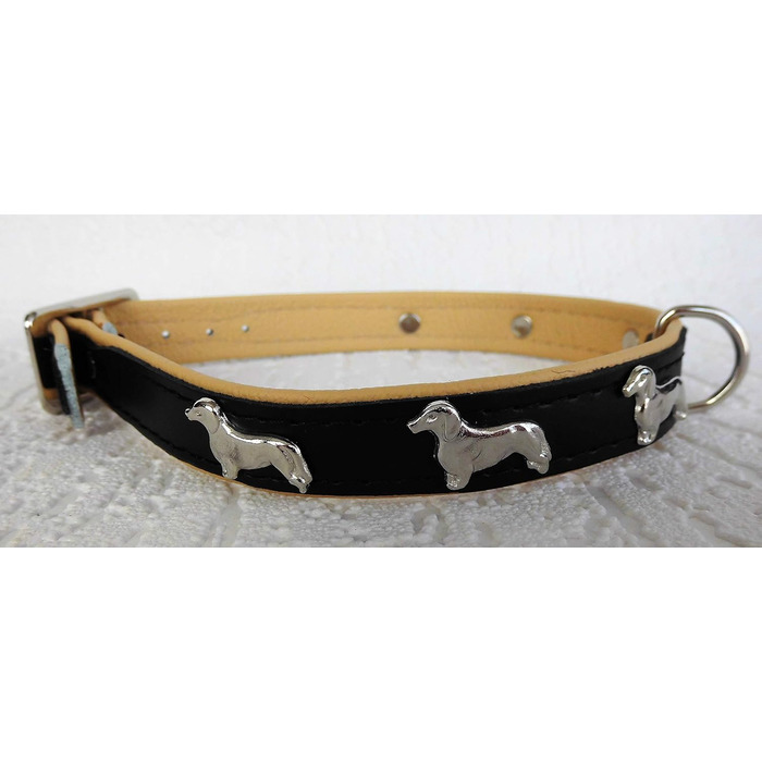 Ліденячий нашийник для собак DACKEL, шкіряний, обхват шиї 28-32/30-36/36-41 см, Чорний - Бежевий, НОВИЙ