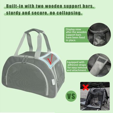 Розширювана переноска для котів – складана переноска для котів та маленьких собак до 6 кг, легка переноска, сумка для транспортування, дихаюча та компактна переноска, сірого кольору