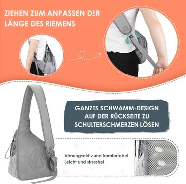 Сумка-переноска для собак Eyein, сіра, до 5.5 кг, з жорстким дном та регульованими ременями