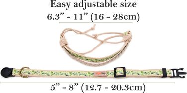 Набір нашийник та браслет для котів Pettsie, безпечний дизайн, бавовна, регульований розмір 19-29 см, зелений