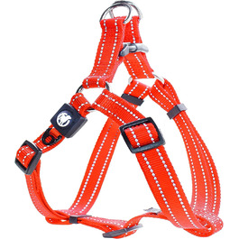 Шлейка для собак DDOXX Nylon Step-In, світловідбиваюча, регульована, анти-вислизання | для маленьких та великих собак, котів, цуценят | для авто | помаранчевий, розмір M