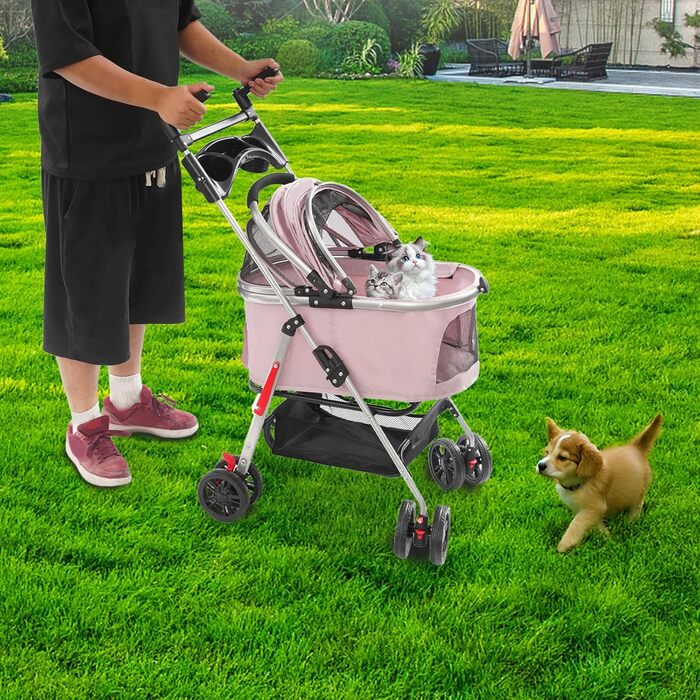 Складаний візок для собак та котів, 50x60 см (Sakura-Rosa)