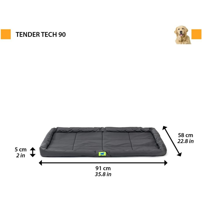 Ортопедична лежанка для собак великих порід Ferplast - чорна, водонепроникна, 91 x 58 x 5 см