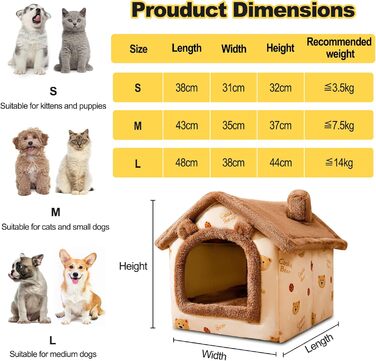 Кігтеточка-будиночок для котів Galatée, м'який лежак для тварин, іграшка-іглу, зручне ліжко для собак та котів, з неслизьким дном (M, Коричневий)