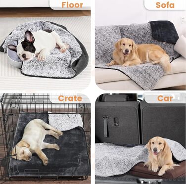 PETTOM Деки для собак Водонепроникні, Деки для собак на диван 152 x 127 см, Деки для собак з Sherpa та Flanell, Деки для домашніх тварин М'які, Можна прати в пральній машині L: 152*127 см Темно-сірий