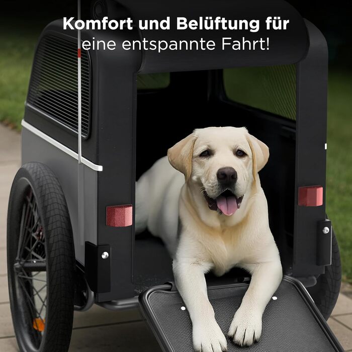 Фаркоп для велосипеда з собакою XL – Складаний фаркоп для велосипеда з собакою з рампою, амортизацією та з'єднувачем – Фаркоп для собак до 45 кг – Водонепроникний – Сумісний з електровелосипедами (Сірий)