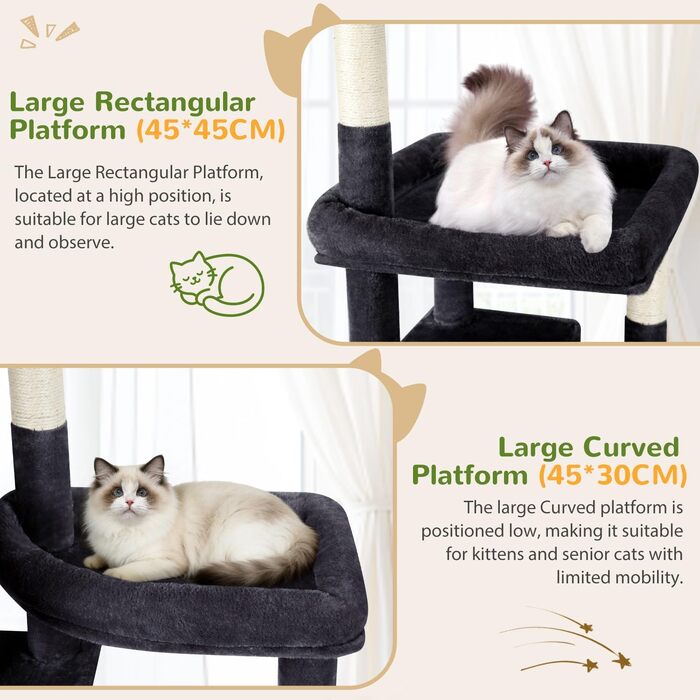 Комплекс для котів Globlazer Kratzbaum 189 см з будиночком, платформою та іграшками, темно-сірий